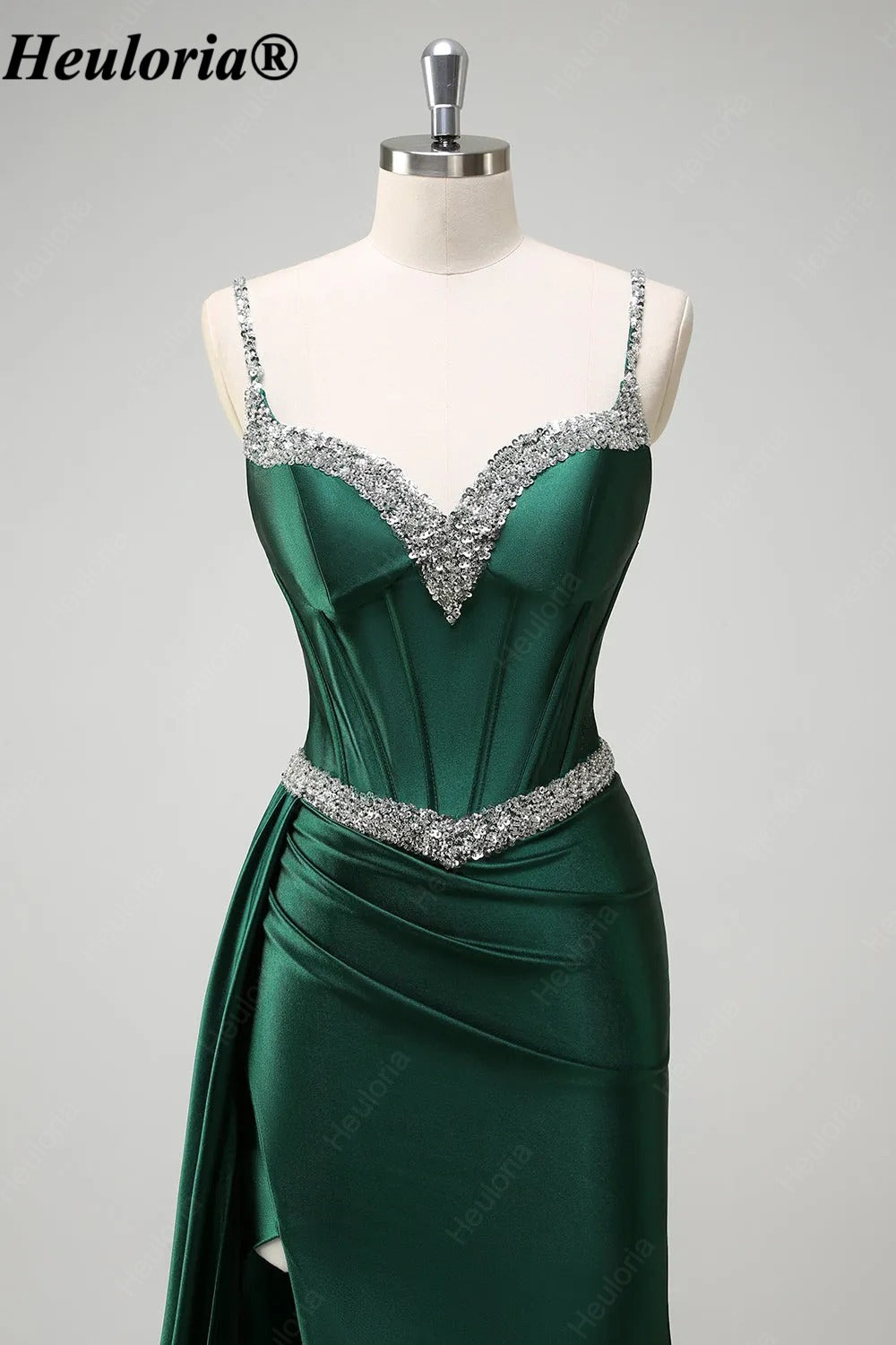 heuloria-Rhinestone Satin Corset Prom Dress with High Slit and Side Train-ed-357