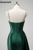 heuloria-Rhinestone Satin Corset Prom Dress with High Slit and Side Train-ed-357