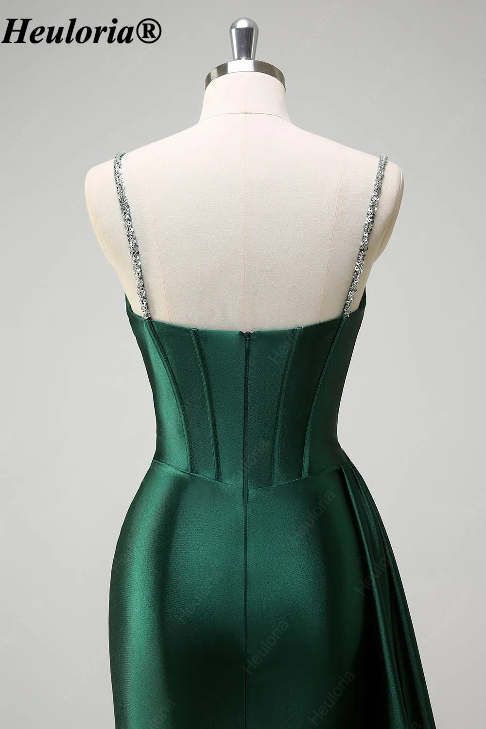 heuloria-Rhinestone Satin Corset Prom Dress with High Slit and Side Train-ed-357