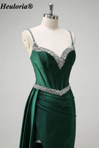 heuloria-Rhinestone Satin Corset Prom Dress with High Slit and Side Train-ed-357