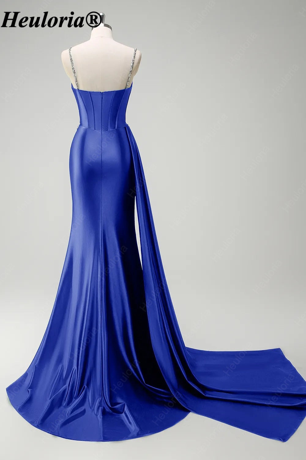 heuloria-Rhinestone Satin Corset Prom Dress with High Slit and Side Train-ed-357