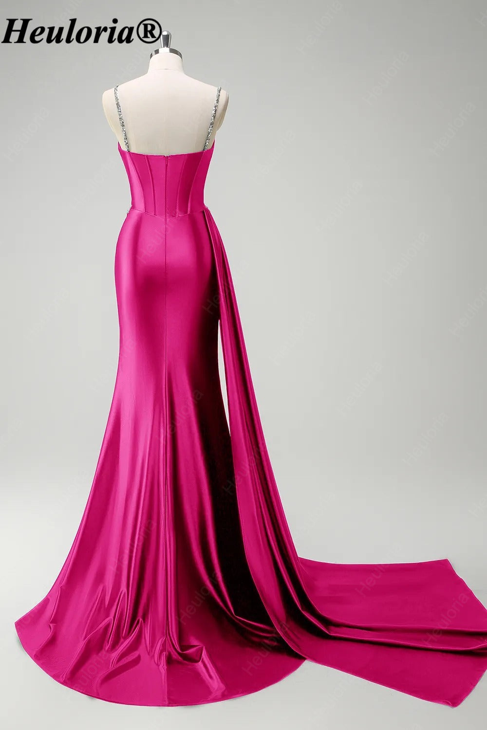 heuloria-Rhinestone Satin Corset Prom Dress with High Slit and Side Train-ed-357