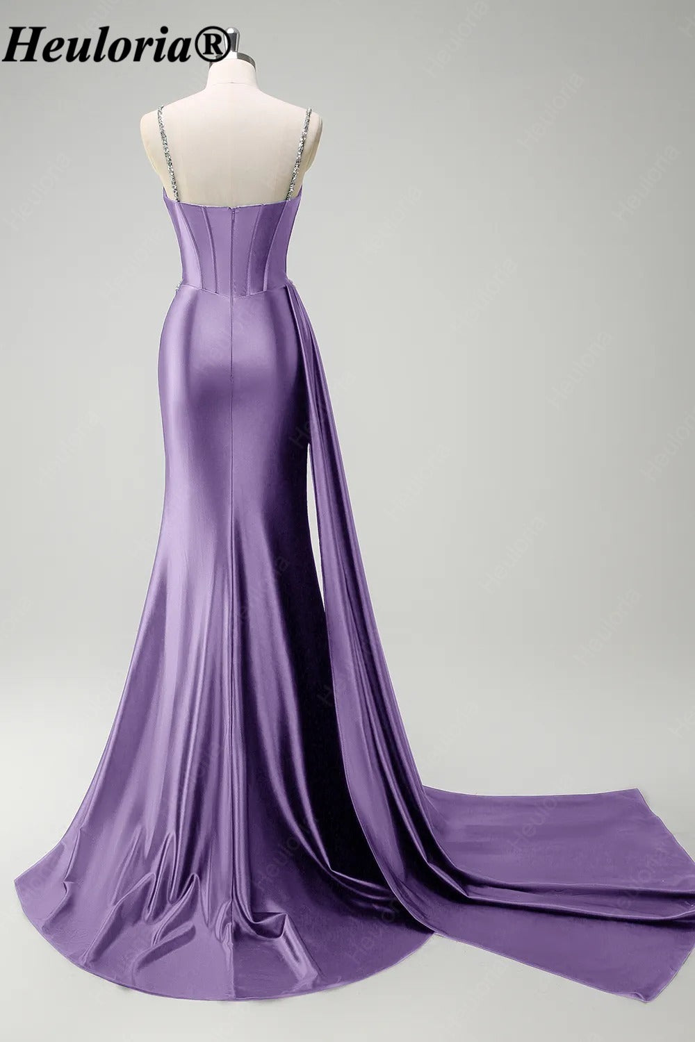 heuloria-Rhinestone Satin Corset Prom Dress with High Slit and Side Train-ed-357