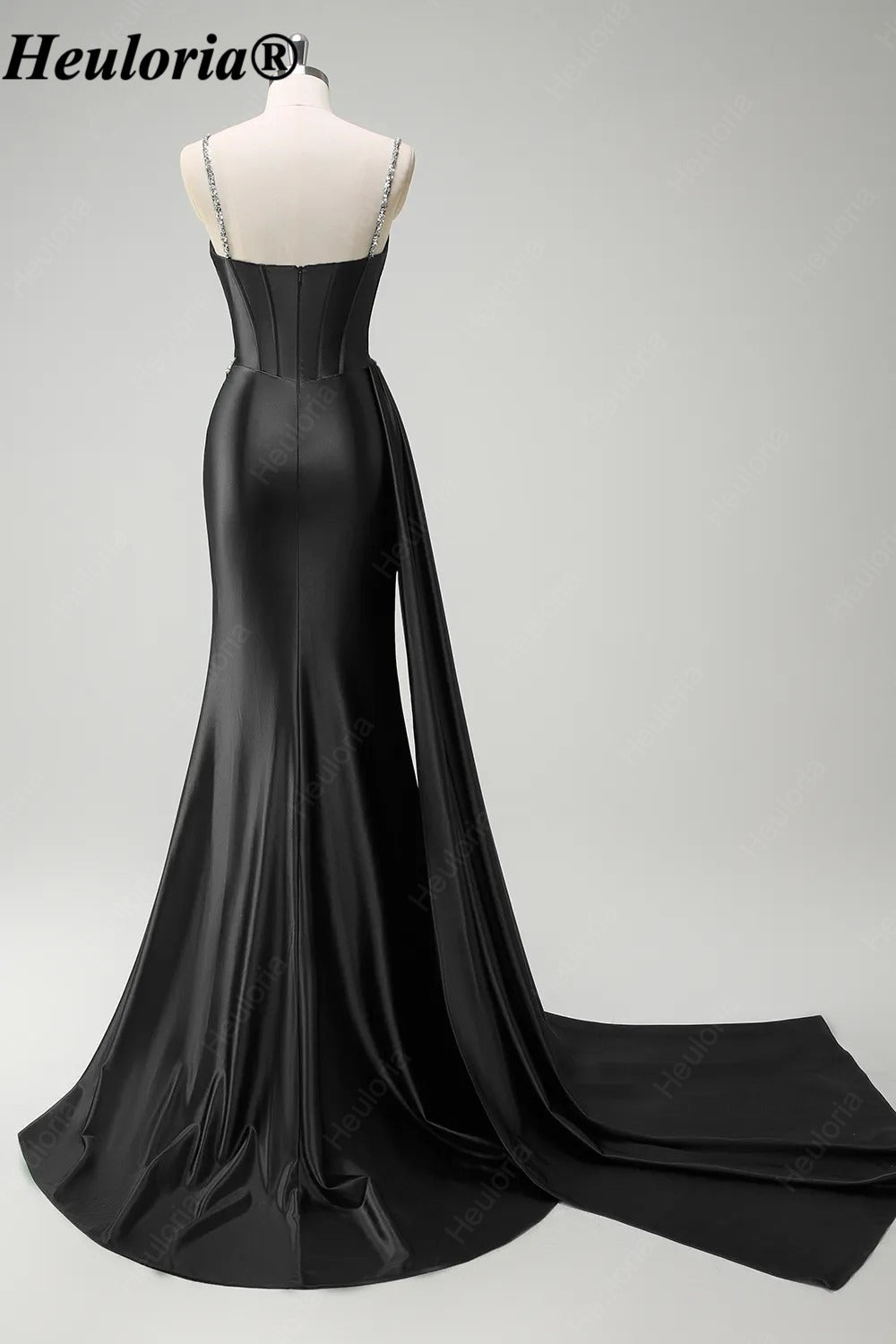 heuloria-Rhinestone Satin Corset Prom Dress with High Slit and Side Train-ed-357