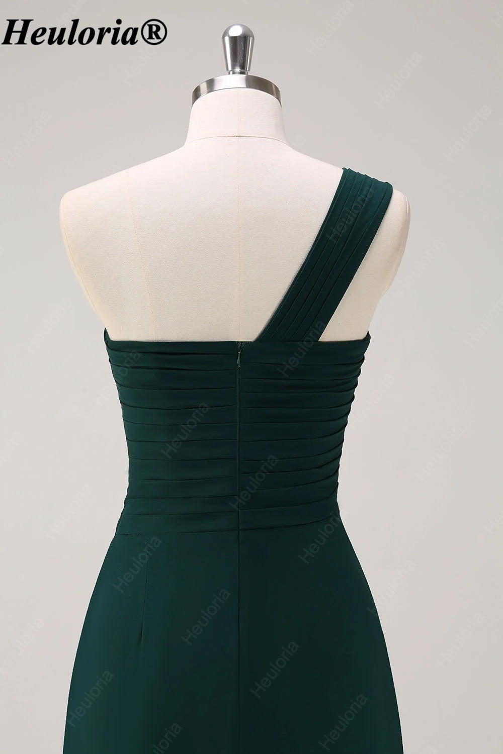 HEULORIA One-Shoulder Ruched Chiffon Bridesmaid Dress with Slit ED-959