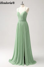 heuloria-Dusty Sage Chiffon Bridesmaid Dress with Lace-Up Back and Slit-ed-376