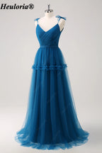 heuloria-Blue Bow Shoulder Tulle Bridesmaid Dress with Floral Detail-ed-537