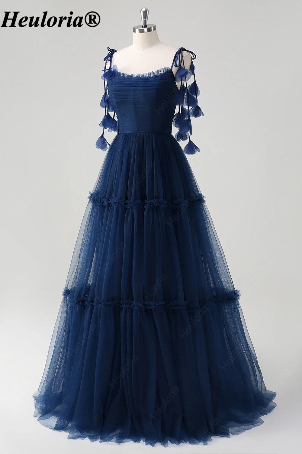 heuloria-Navy Tiered Tulle Bridesmaid Dress with Petal Shoulder Ties-ed-546