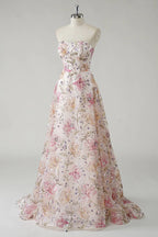 HEULORIA Enchanting Strapless Floral Embroidery Sequined A-Line Evening Gown - Romantic Prom & Wedding Guest Dress ED-643