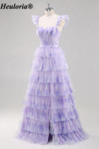 heuloria-Lavender Floral Tulle Corset Prom Dress with Tiered Ruffles-ed-582