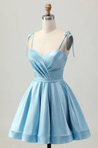 HEULORIA Shimmering Tie-Strap A-Line Short Homecoming Dress with Sweetheart Neckline ED-599