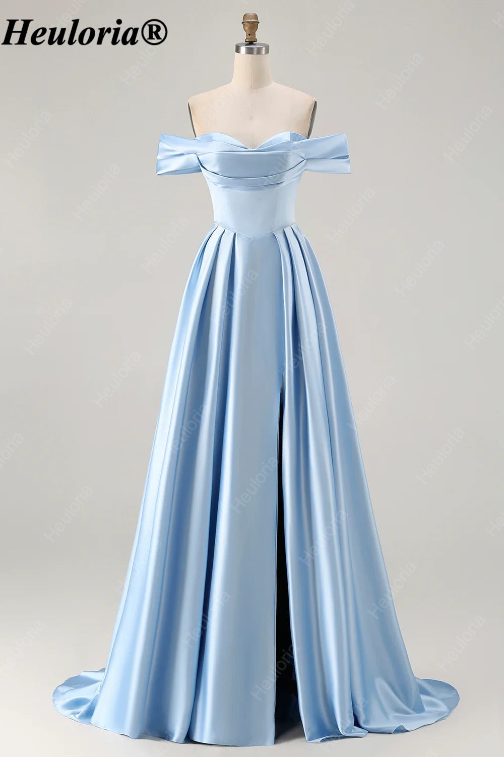 HEULORIA Off-the-Shoulder Satin A-Line Prom Dress with Slit ED-533