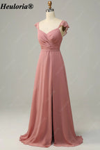 heuloria-Dusty Rose Flutter Sleeve Bridesmaid Dress with Slit-ed-544