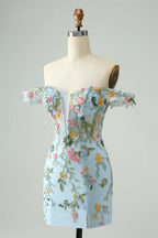 HEULORIA Enchanting Multi-Color Floral Embroidery Mermaid Prom Dress with Side Slit and Detachable Straps ED-602