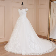 Vestido de novia HEULORIA de princesa, vestido de novia con hombros descubiertos, vestido de novia con cordones de talla grande, vestido de novia de encaje con cuentas 