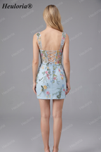 HEULORIA Enchanting Multi-Color Floral Embroidery Mermaid Prom Dress with Side Slit and Detachable Straps ED-602