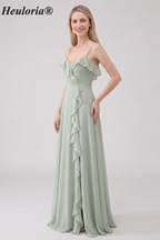 HEULORIA Elegant Ruffled Sweetheart A-Line Bridesmaid Dress with Side Slit and Lace-Up Back ED-560