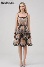 HEULORIA Chic Tiered Sequin Animal Print Mini Cocktail Dress – Glam Party Gown ED-588