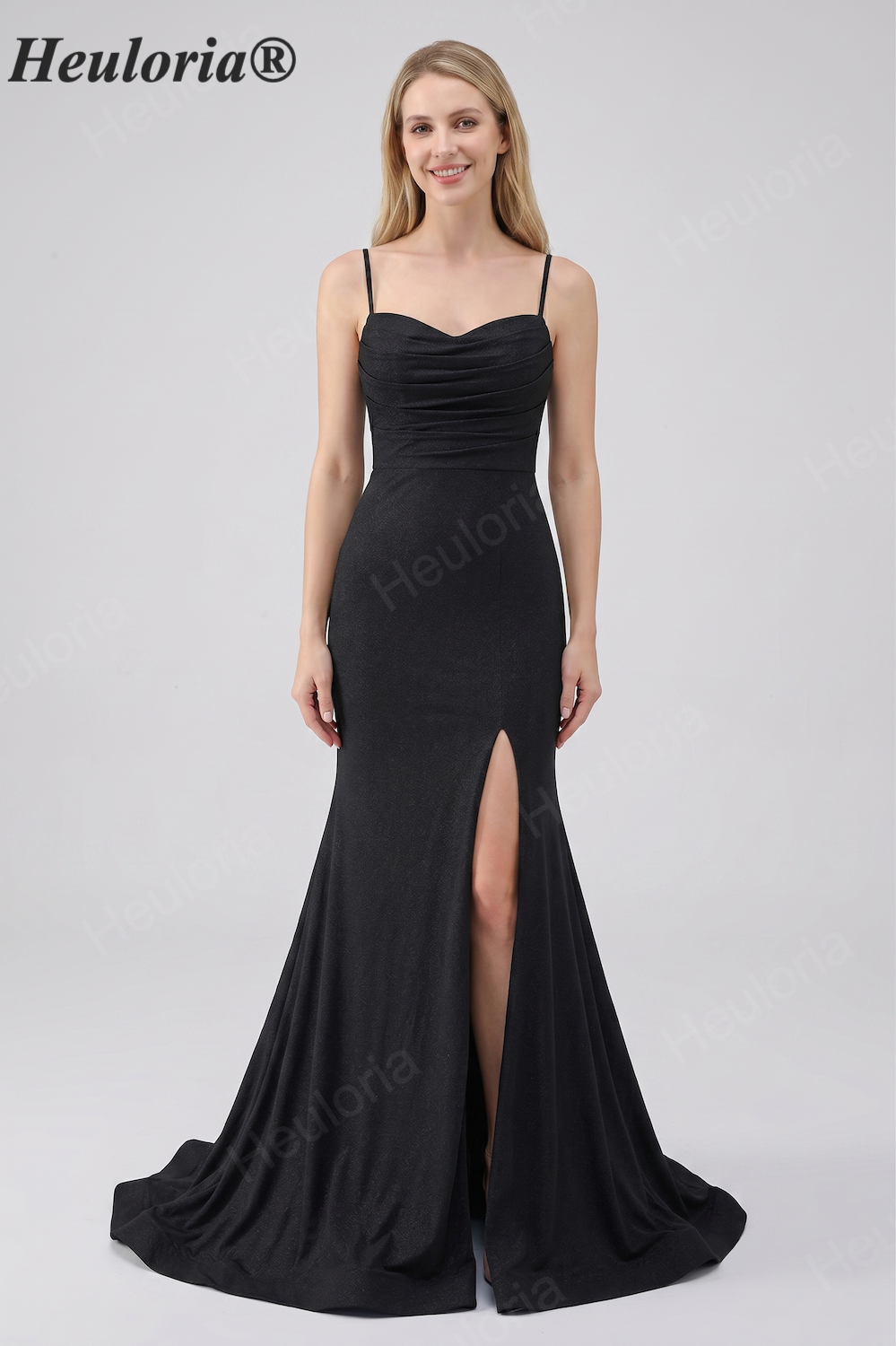 HEULORIA Sparkling Cowl Neck Mermaid Prom Dress with High Slit and Lace-Up Back ED-653