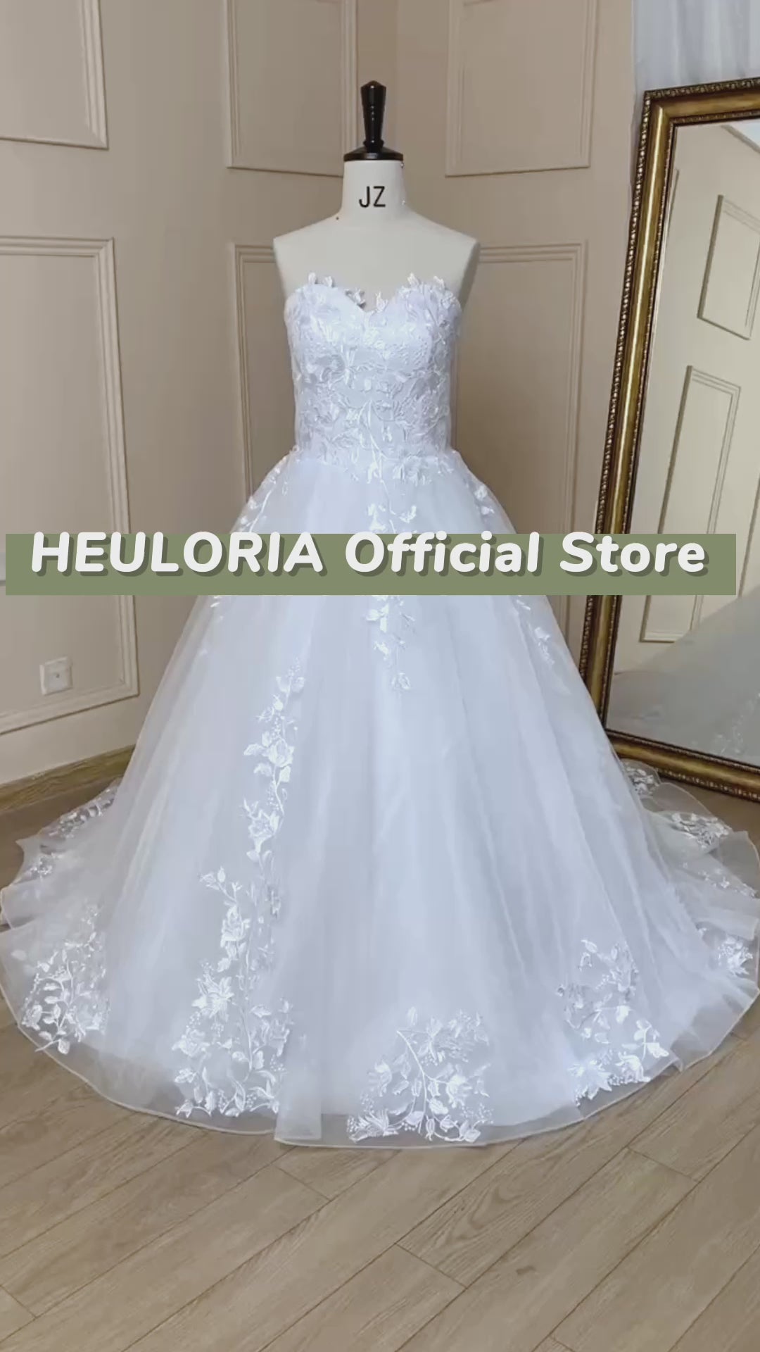 HEULORIA princess wedding dress strapless lace applique Plus Size Ball Gown bride dress lace up robe de mariee BA-610