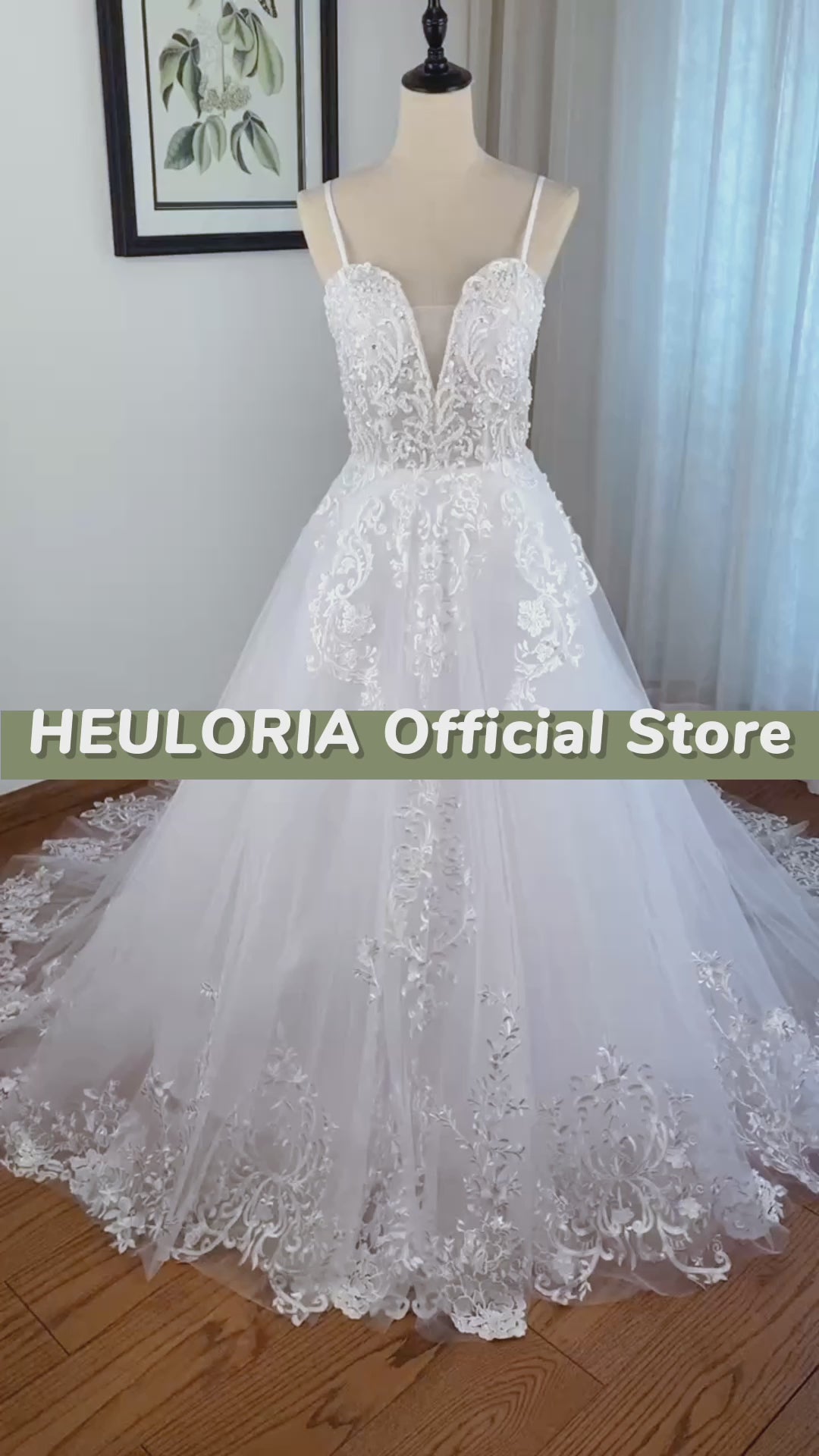 HEULORIA Elegant lace beading Boho Wedding Dress A line sweetheart  long train Wedding Bridal dress  AL-8193