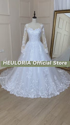 Illusion Lace Beaded Long Sleeve Ball Gown Wedding Dress BA-778