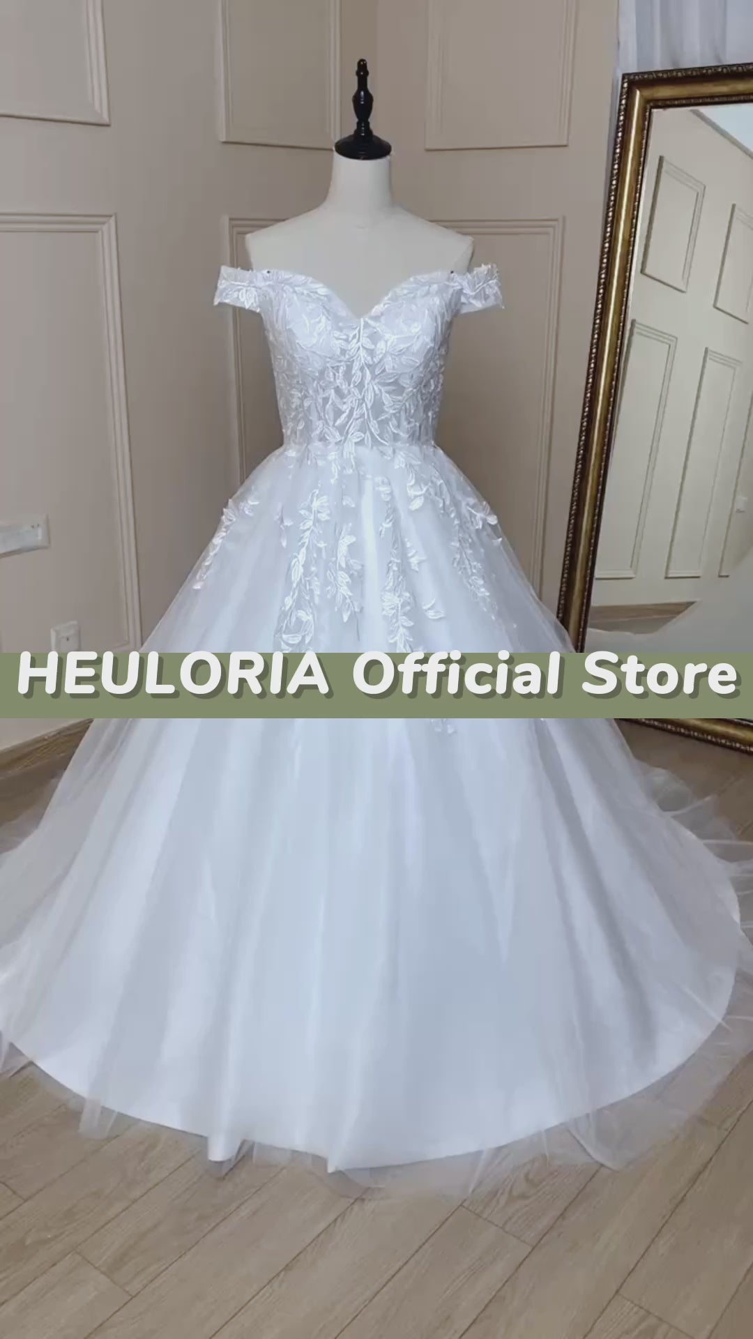 HEULORIA Elegant lace applique Boho Wedding Dress bride dress off shoulder plus size  A line Wedding Bride Gown AL-587