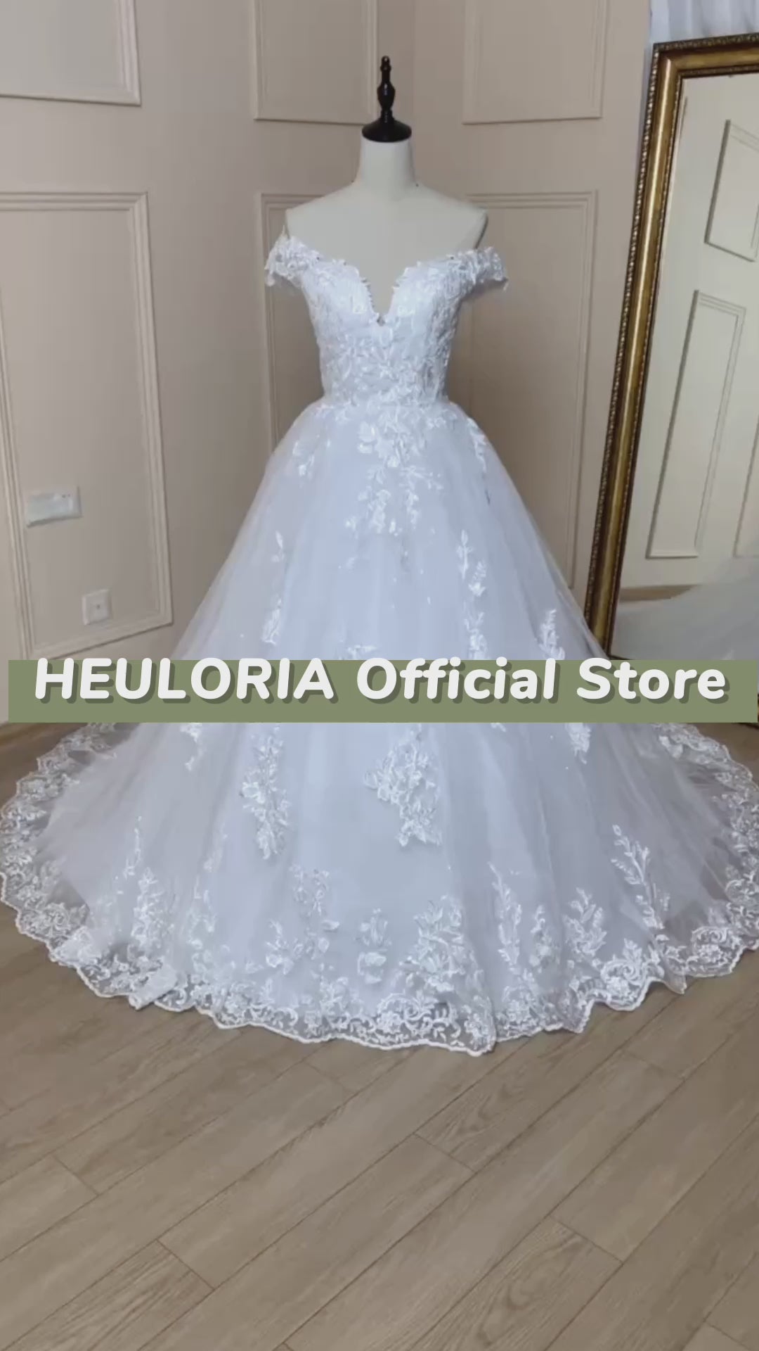 HEULORIA princess wedding dress off shoulder lace applique bride dress plus size robe de mariee BA-546
