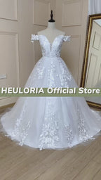 HEULORIA Off Shoulder Lace Ball Gown Wedding Dress BA-598