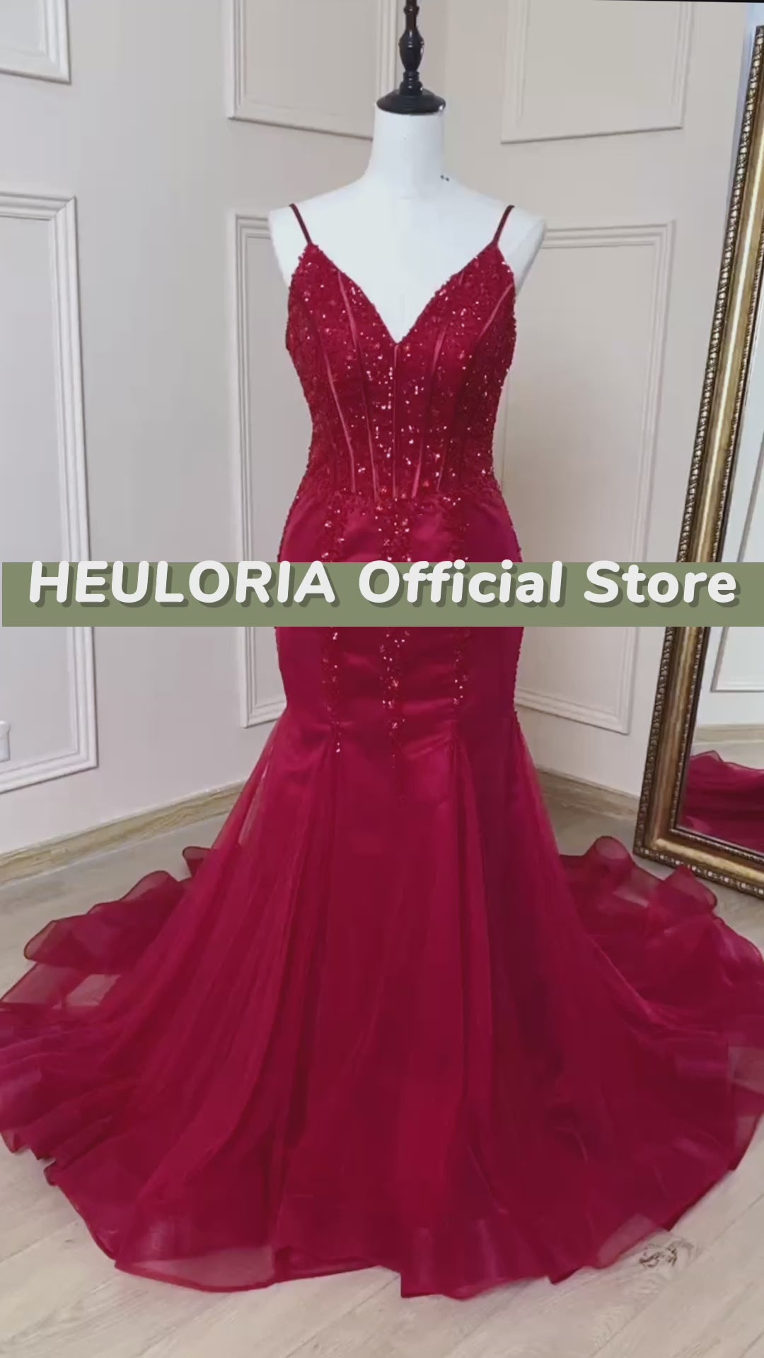 HEULORIA Sweetheart Lace Beading Mermaid Evening Dresses Long Formal Prom Dresses