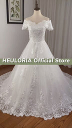 Vintage Off-Shoulder Beaded Lace Fringe Princess Ball Gown Wedding Dress BA-1226