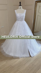 HEULORIA Square Neck Lace Appliqué A-Line Wedding Dress AL-645