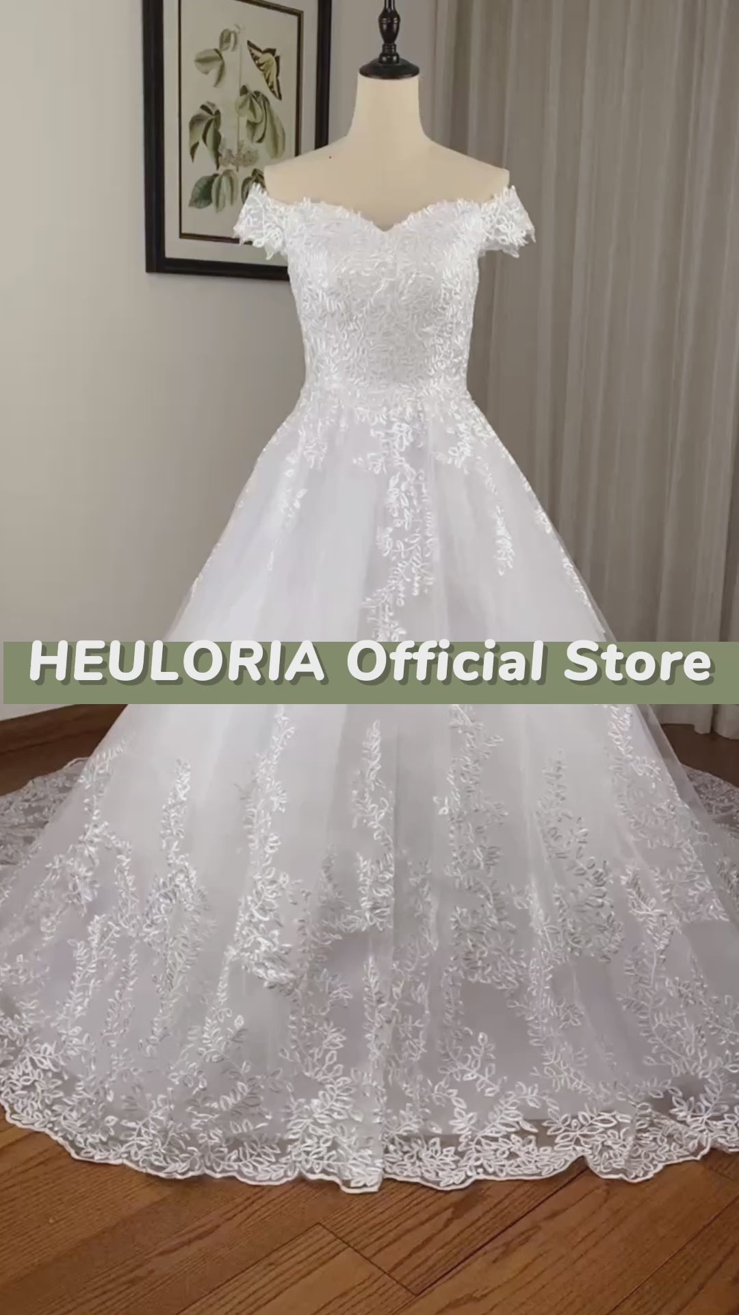 HEULORIA Princess Ball Gown Wedding Dress plus size off shoulder robe de mariee shinny sequined lace Wedding bride dress BA-1227