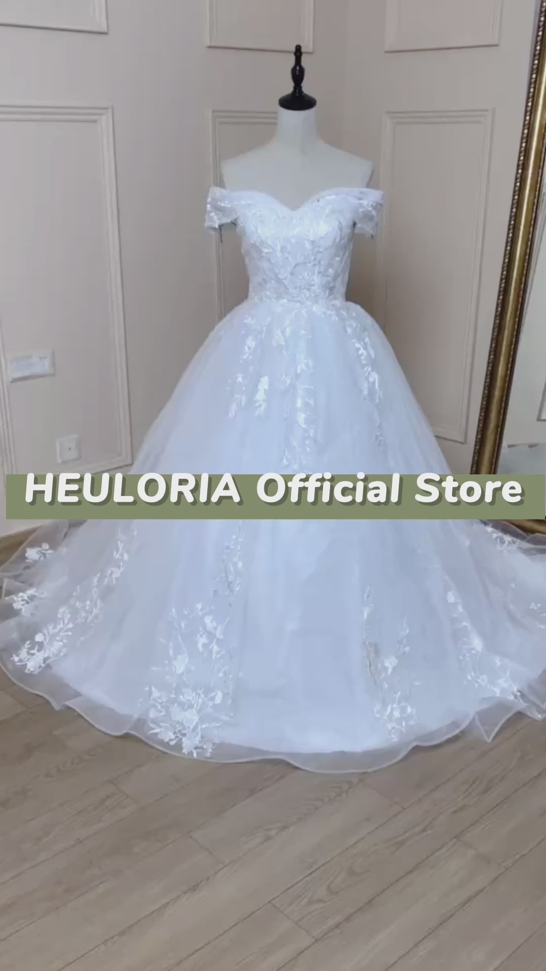HEULORIA princess wedding dress off shoulder crystal beading lace applique bride dress plus size robe de mariee BA-544