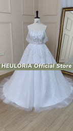 Vintage Off-Shoulder Sequin Lace Beaded A-Line Wedding Dress AL-695