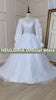 HEULORIA elegant A line long sleeve Court Train Tulle Lace Wedding Dress With Sequins