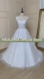 HEULORIA Off Shoulder Lace Appliqué A-Line Wedding Dress AL-558
