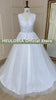 HEULORIA Women's lace beading V neck sleeveless wedding dress A line Robe De Mariee Wedding Bride Dress AL-625