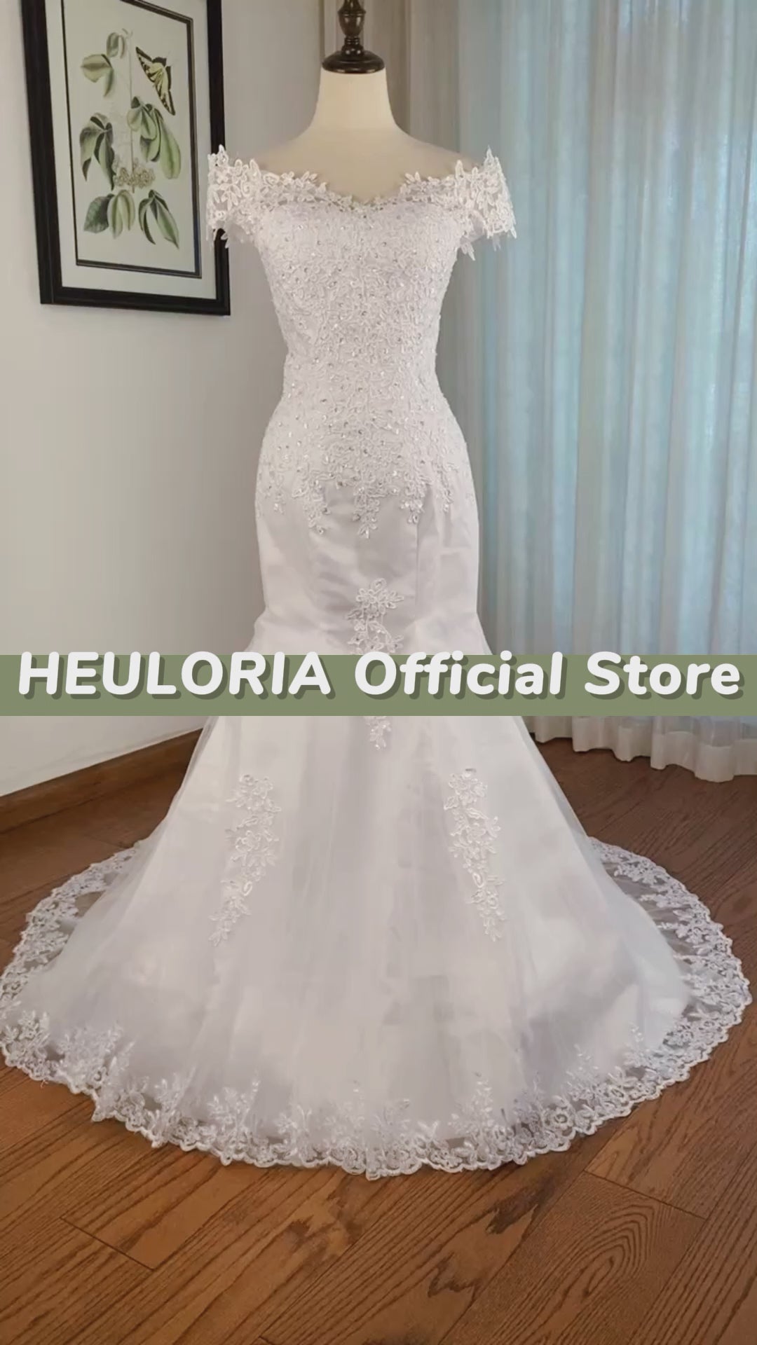 HEULORIA off shoulder Mermaid Wedding Dresses lace beading bride dress plus size wedding gown Robe de mariage customize ME-OFN