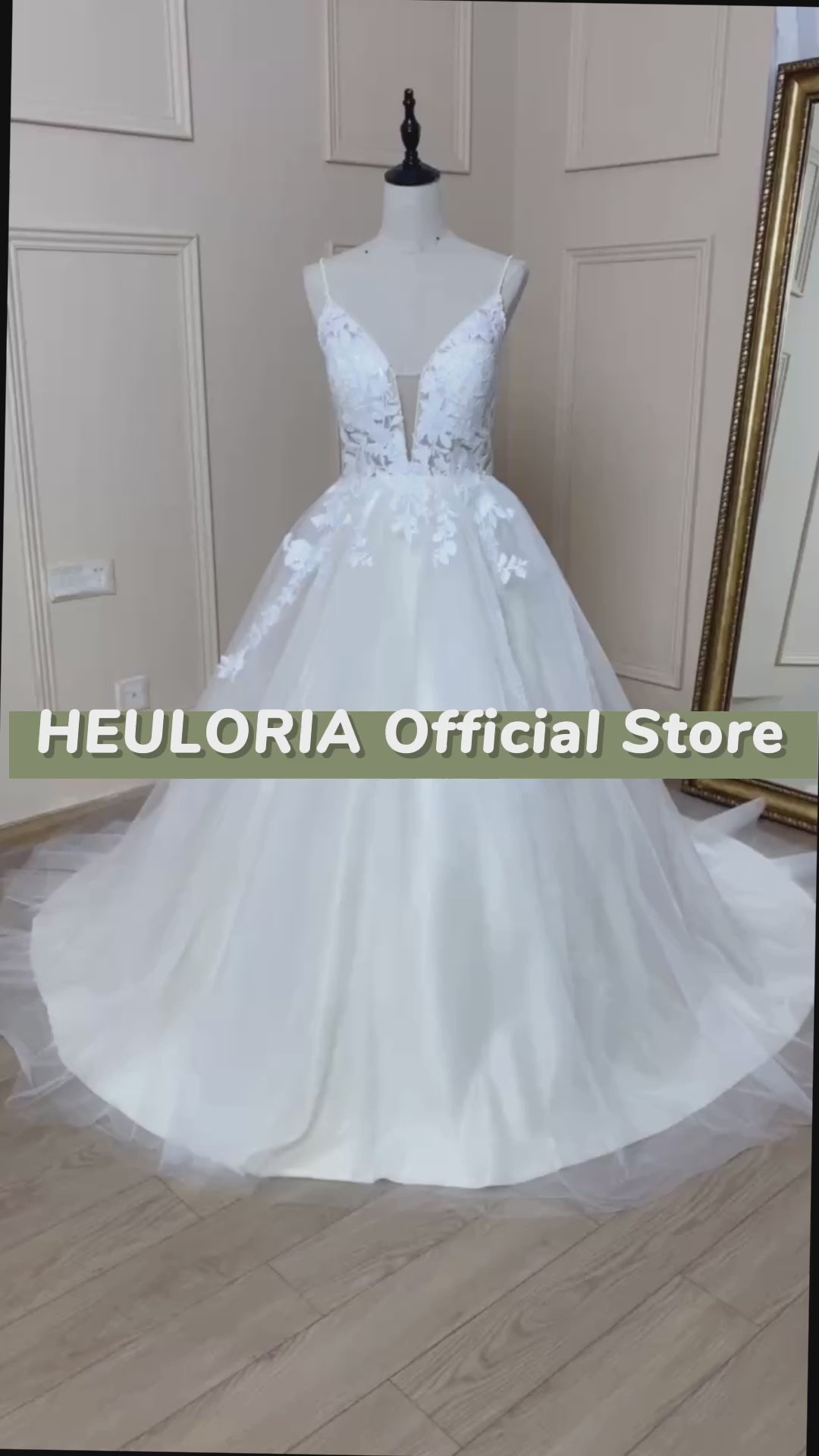 HEULORIA A-line Sweetheart Court Train Lace Tulle Wedding Dress With Sequins beading AL-528