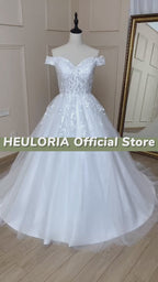Off-Shoulder Boho Lace Appliqué A-Line Wedding Dress AL-587
