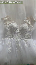 Illusion Deep V 3D Floral Glitter A-Line Wedding Dress AL-1042