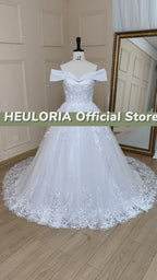 Off Shoulder Sequin Lace Princess Ball Gown Wedding Dress with Cathedral Train BA-655A