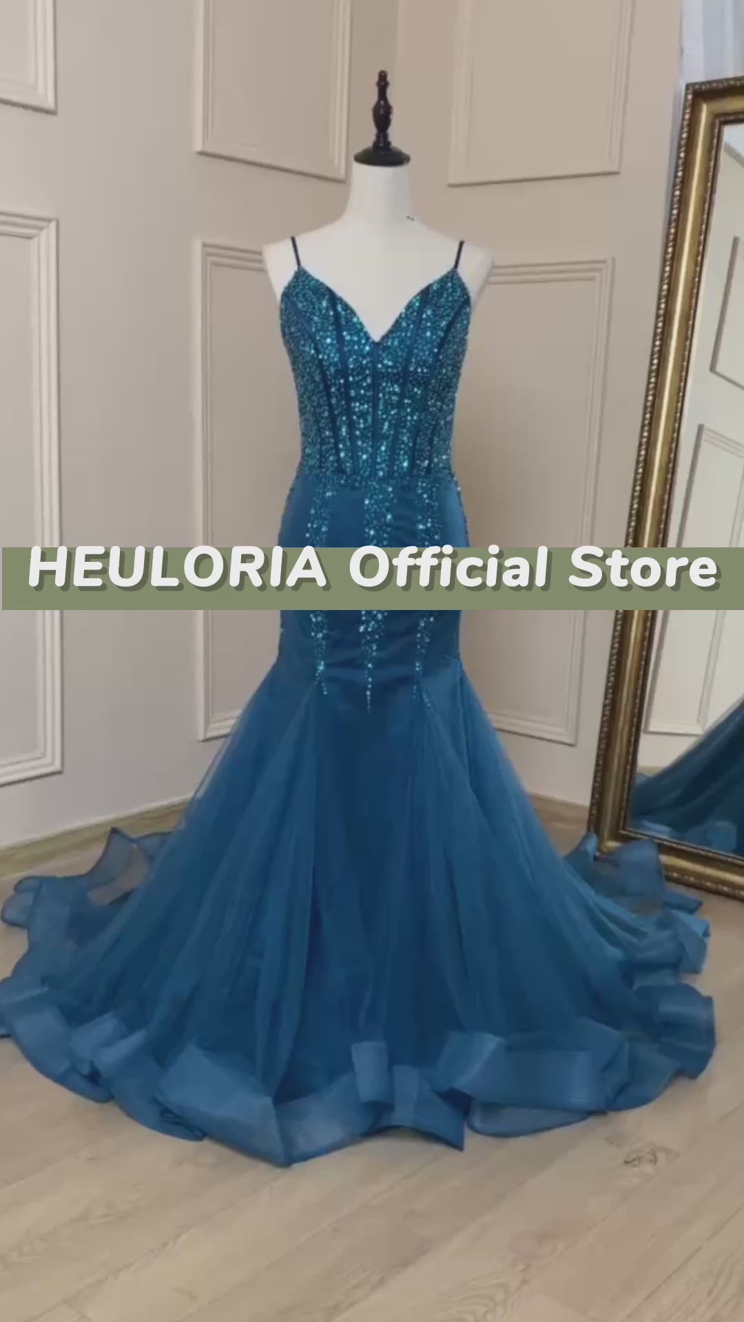HEULORIA Sweetheart Lace Beading Mermaid Evening Dresses Long Formal Prom Dresses