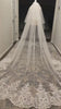 Vintage Lace Wedding Veils Floral Cathedral Veil,Floral Lace Cathedral Length Veil,Flowery Chapel Wedding Veil,Lace Chapel Length Veil/  VL-150