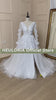 HEULORIA elegant A line V neck long sleeve Court Train Tulle Lace Wedding Dress With Flower 3D Floral Sequins Beading AL-533