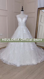 V-Neck Shiny Lace Princess A-Line Wedding Dress AL-561A