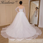 HEULORIA Ball-Gown/Princess long sleeve Chapel Train Lace Tulle Wedding Dress With Sequins Beading BA-715A