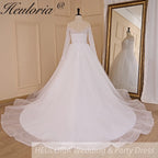 HEULORIA Ball-Gown/Princess long sleeve Chapel Train Lace Tulle Wedding Dress With Sequins Beading BA-715