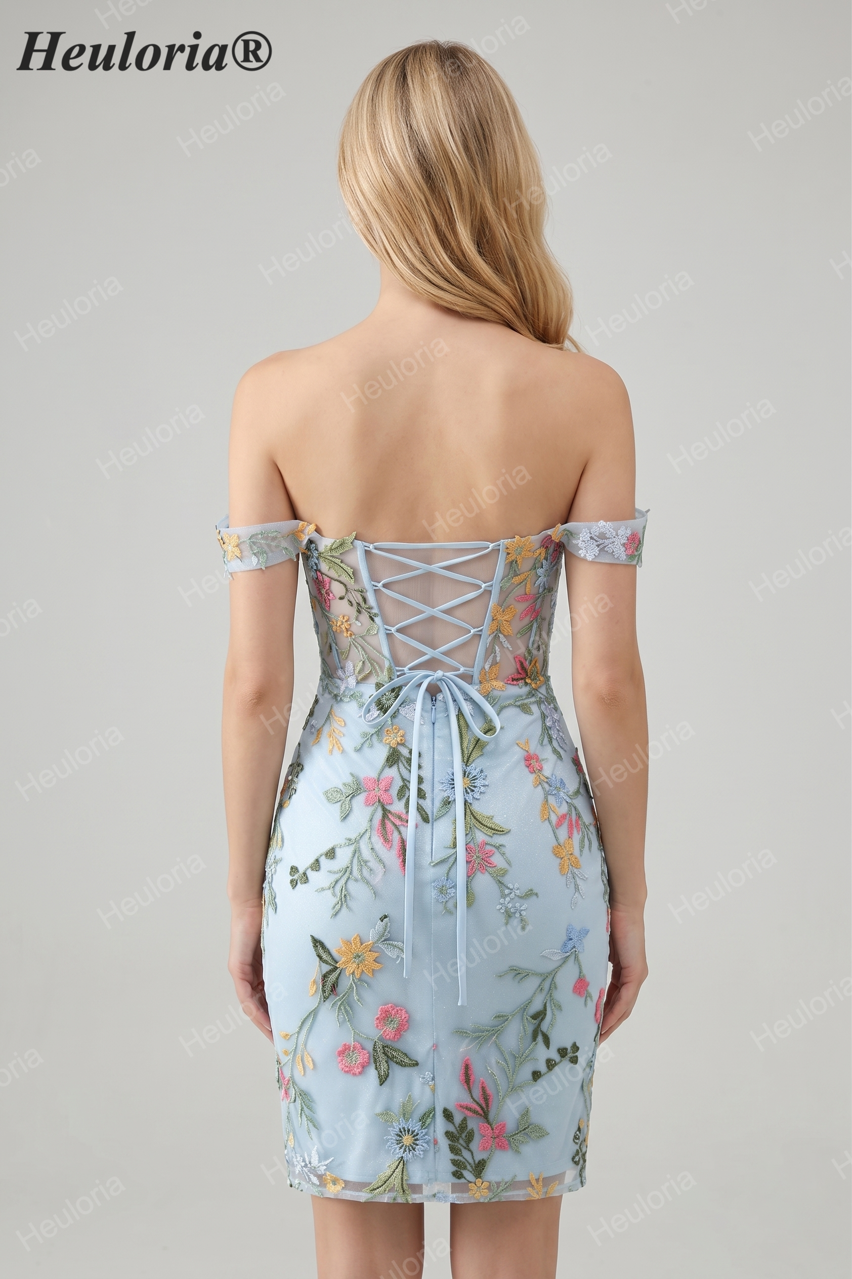 HEULORIA Enchanting Multi-Color Floral Embroidery Mermaid Prom Dress with Side Slit and Detachable Straps ED-602